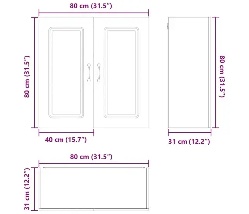 Seinakapp Kööki Riiuliga Pruun Tamme 80 X 31 X 80 Cm Tehispuit
