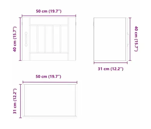 Virtuves Sienas Skapītis Ar Plauktu Vecs Koks 50 X 31 X 40 Cm Vidaxl
