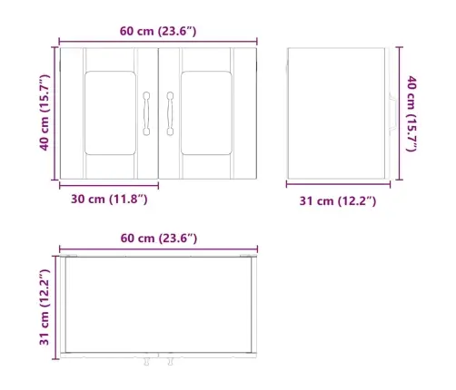 Virtuves Sienas Skapītis 2 Pcs Dūmaka Ozols 60 X 31 X 40 Cm Vidaxl