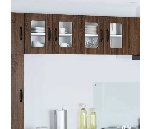 Virtuves Sienas Skapji 2 Pcs Brūns Ozols 60 X 31 X 40 Cm Vidaxl