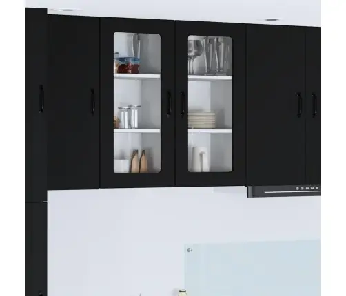 Köögikapp 2 Pcs Must 40 X 31 X 80 Cm Tehispuit