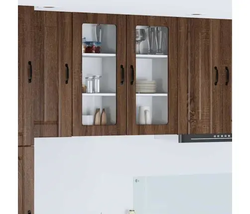 Virtuves Sienas Skapītis 2 Pcs Brūns Ozols 40 X 31 X 80 Cm Vidaxl