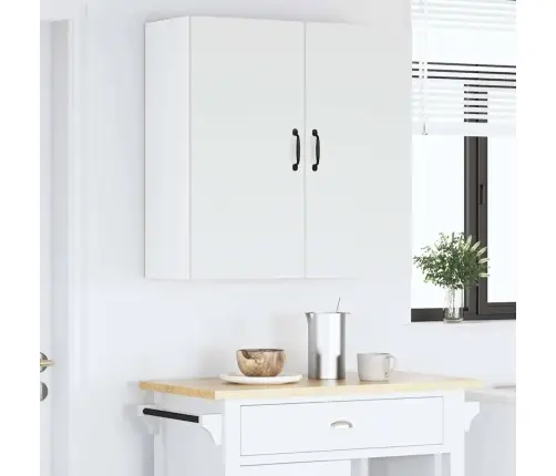 Virtuves Sienas Skapītis Ar Plauktu Augsta Spīduma Baltā Krāsa Vidaxl