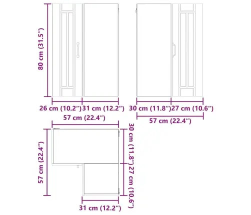 Köögikapp Vana Puit 57 X 57 X 80 Cm Tehispuit