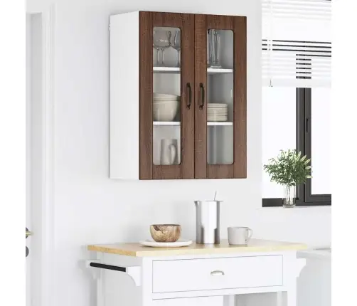 Virtuves Sienas Skapītis Ar Plauktu Brūns Ozols 60 X 31 X 80 Cm Vidaxl