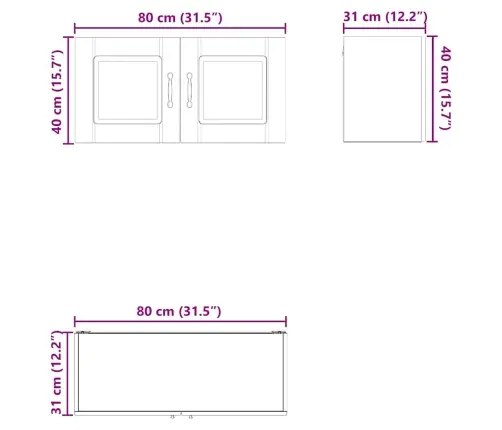 Virtuves Sienas Skapītis Ar Durvīm Dūmaka Ozols 80 X 31 X 40 Cm Vidaxl