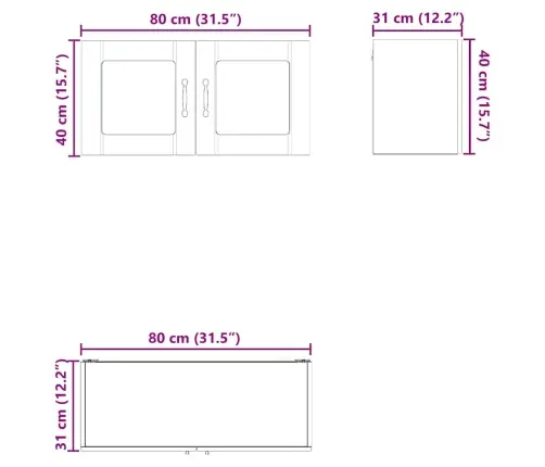 Virtuves Sienas Skapītis Ar Plauktu Vecs Koks 80 X 31 X 40 Cm Vidaxl