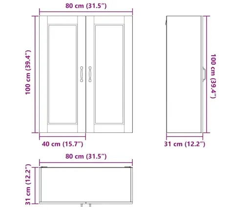 Virtuves Sienas Skapītis Ar Plauktu Vecs Koks 80 X 31 X 100 Cm Vidaxl