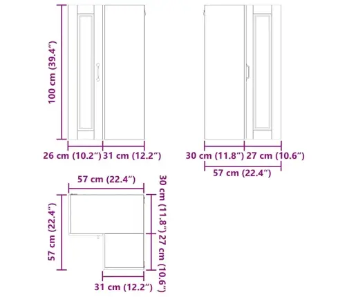 Virtuves Sienas Skapītis Ar Durvīm Brūns Ozols 57 X 57 X 100 Cm Vidaxl