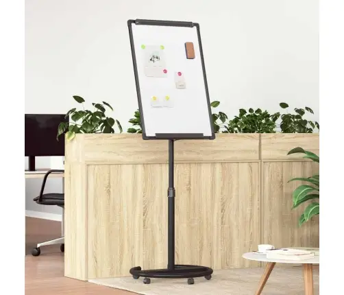 Magnētiskā Tāfele Ar Riteni Balta Un Melna 62 X 62 X 195 Cm Eps Vidaxl
