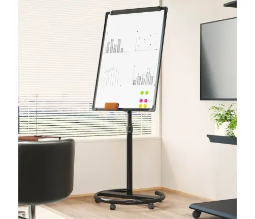 Magnētiskā Tāfele Ar Riteni Balta Un Melna 62 X 62 X 195 Cm Eps Vidaxl