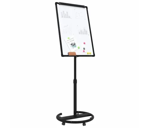 Magnētiskā Tāfele Ar Riteni Balta Un Melna 62 X 62 X 195 Cm Eps Vidaxl