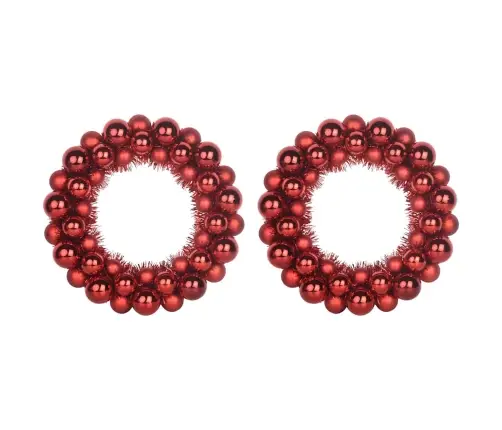 Ziemassvētku Bumbu Vainagi 2 Pcs Sarkana 33 X 33 X 7 Cm Vidaxl