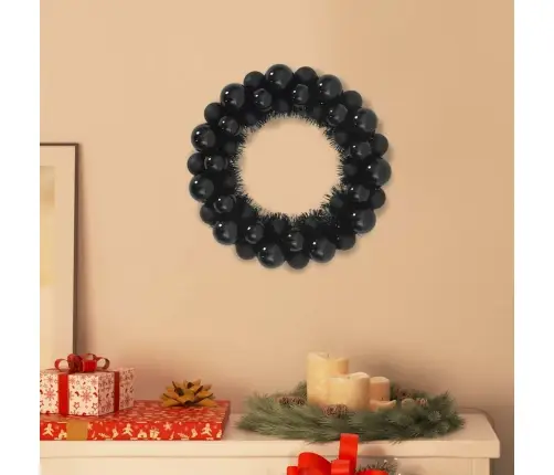 Kalėdų Kamuoliukų Vainikai 2 Pcs Juoda 33 X 33 X 7 Cm