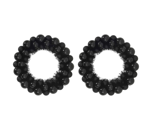 Kalėdų Kamuoliukų Vainikai 2 Pcs Juoda 33 X 33 X 7 Cm