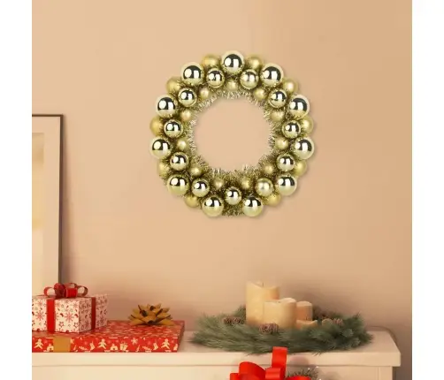 Ziemassvētku Bumbu Vainagi 2 Pcs Zelts 33 X 33 X 7 Cm Vidaxl