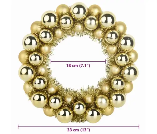 Ziemassvētku Bumbu Vainagi 2 Pcs Zelts 33 X 33 X 7 Cm Vidaxl
