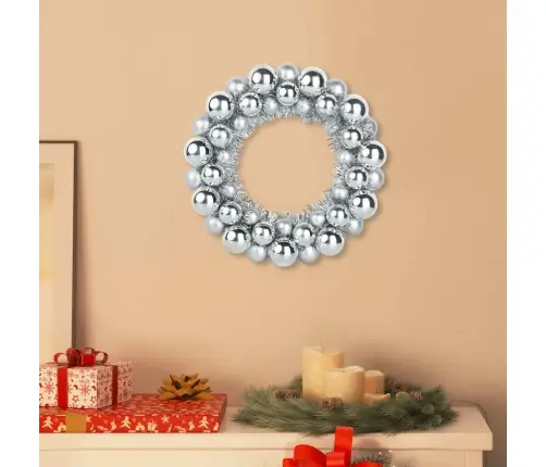 Kalėdų Kamuoliukų Vainikai 2 Pcs Sidabro 33 X 33 X 7 Cm