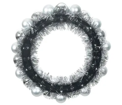 Kalėdų Kamuoliukų Vainikai 2 Pcs Sidabro 33 X 33 X 7 Cm