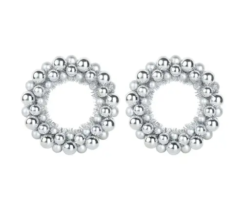 Kalėdų Kamuoliukų Vainikai 2 Pcs Sidabro 33 X 33 X 7 Cm