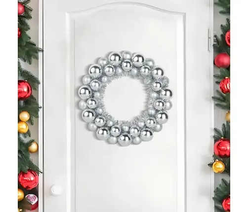 Kalėdų Kamuoliukų Vainikai 2 Pcs Sidabro 33 X 33 X 7 Cm