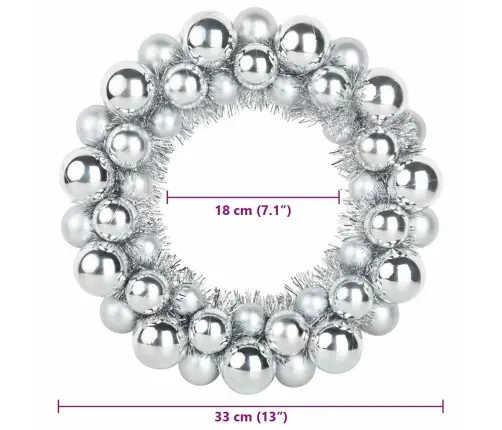 Kalėdų Kamuoliukų Vainikai 2 Pcs Sidabro 33 X 33 X 7 Cm