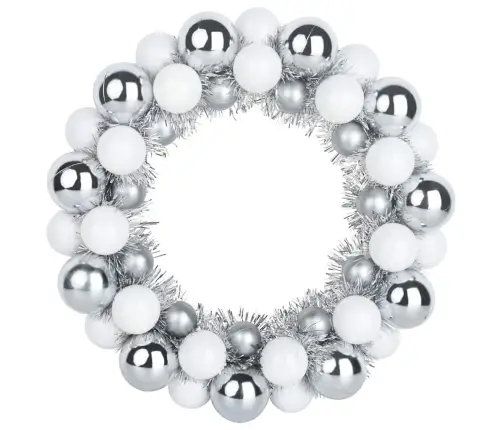 Ziemassvētku Bumbu Vainagi 2 Pcs Balts Un Sudrabs Vidaxl
