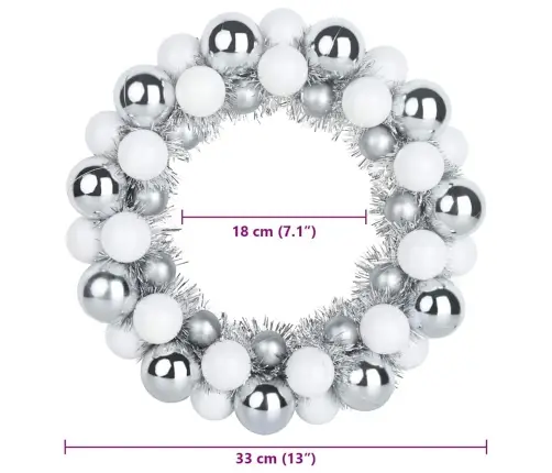 Ziemassvētku Bumbu Vainagi 2 Pcs Balts Un Sudrabs Vidaxl