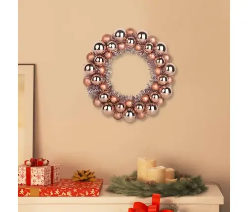 Jõulupallide Pärjad 2 Pcs Roosa Kuld 33 X 33 X 7 Cm Polüstüreen