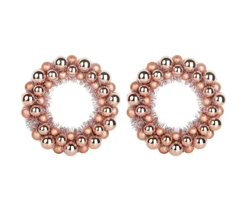 Jõulupallide Pärjad 2 Pcs Roosa Kuld 33 X 33 X 7 Cm Polüstüreen