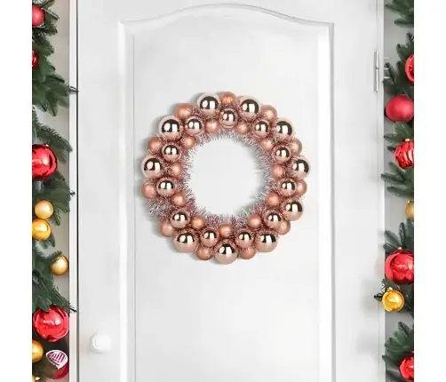 Jõulupallide Pärjad 2 Pcs Roosa Kuld 33 X 33 X 7 Cm Polüstüreen