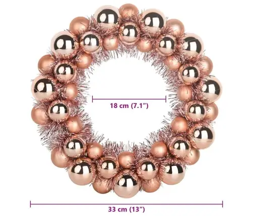 Jõulupallide Pärjad 2 Pcs Roosa Kuld 33 X 33 X 7 Cm Polüstüreen