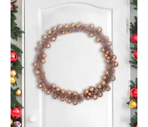 Ziemassvētku Bumbu Virtene Rozā Zelts 186 Cm Polistirols Vidaxl