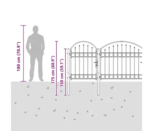 Sodo Tvorelės Vartai Su Arkiniu Viršumi Pilka 4 X 1,25 M