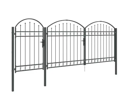 Dārza Žoga Vārti Ar Arkveida Augšu Pelēka 400 X 100 Cm Tērauds Vidaxl