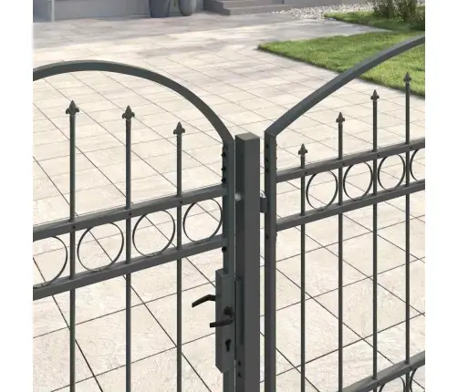 Dārza Žoga Vārti Ar Arkveida Augšu Pelēka 500 X 75 Cm Tērauds Vidaxl