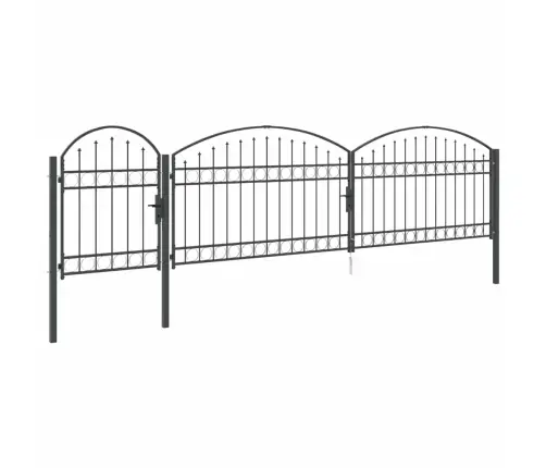 Dārza Žoga Vārti Ar Arkveida Augšu Pelēka 500 X 75 Cm Tērauds Vidaxl