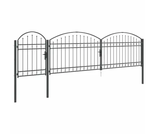 Dārza Žoga Vārti Ar Arkveida Augšu Pelēka 500 X 100 Cm Tērauds Vidaxl