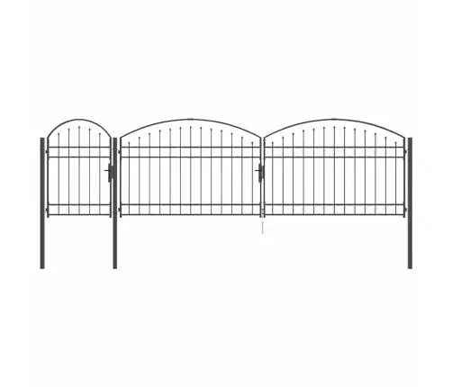 Dārza Žoga Vārti Ar Arkveida Augšu Pelēka 500 X 100 Cm Tērauds Vidaxl