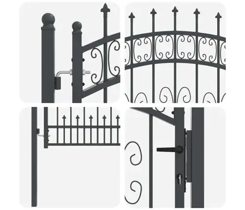 Žoga Vārti Ar Speara Augšdaļu Pelēka 103 X 100 Cm Tērauds Vidaxl