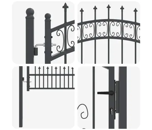 Žoga Vārti Ar Speara Augšdaļu Pelēka 103 X 125 Cm Tērauds Vidaxl