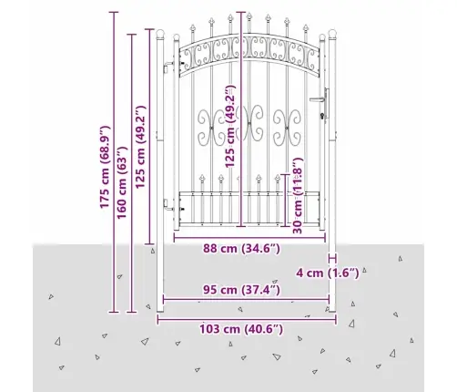 Žoga Vārti Ar Speara Augšdaļu Pelēka 103 X 125 Cm Tērauds Vidaxl