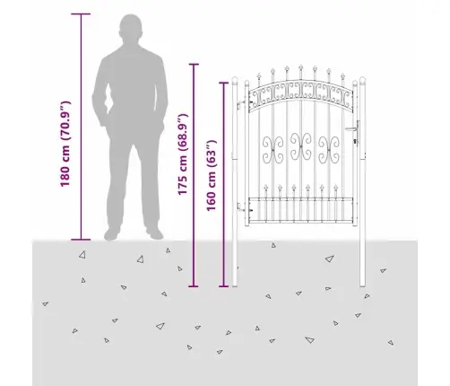 Žoga Vārti Ar Speara Augšdaļu Pelēka 103 X 125 Cm Tērauds Vidaxl