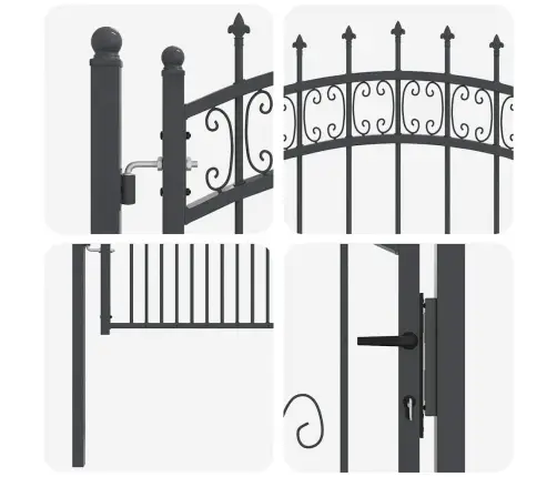 Žoga Vārti Ar Speara Augšdaļu Pelēka 103 X 175 Cm Tērauds Vidaxl