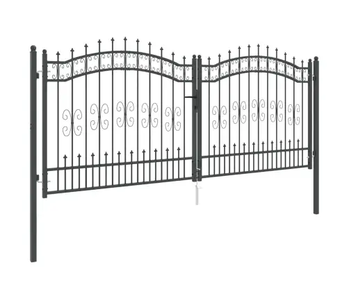 Žoga Vārti Ar Speara Augšdaļu Pelēka 305 X 125 Cm Tērauds Vidaxl