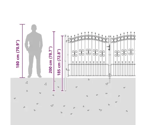 Tvora Su Kalas Ant Viršaus Pilka 305 X 150 Cm Plienas