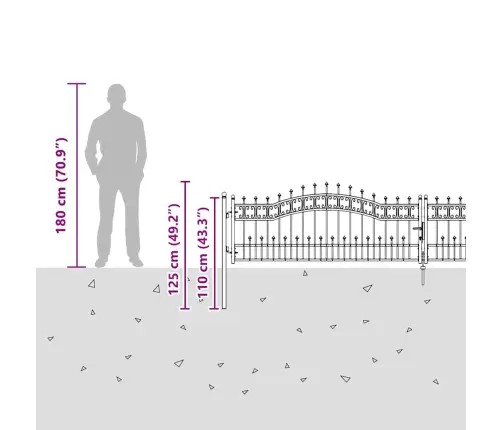 Aiavärav Küünarja Tipuga Lukuga Hall 404 X 75 Cm Teras