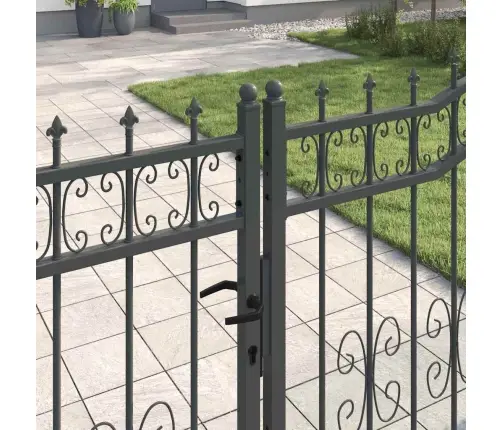 Žoga Vārti Ar Speara Augšdaļu Pelēka 404 X 150 Cm Tērauds Vidaxl