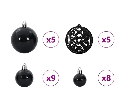 Ziemassvētku Rotājumu Komplekts 61 Pcs Melna Plastmasa Vidaxl