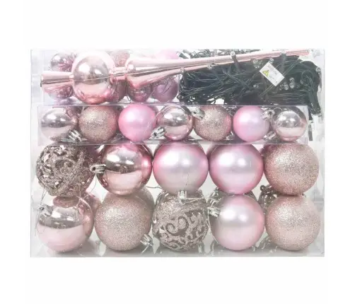Jõulupallide Komplekt Koos 150 Led-Iga 61 Pcs Roosa Plastmass Jõulupallide Komplekt Koos 150 Led-Iga 61 Pcs Roosa Plastmass